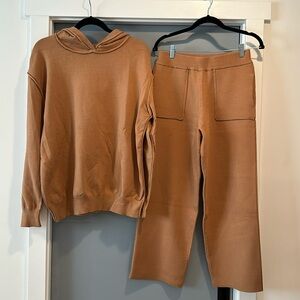 Ellandemm sweater and wide leg pants camel set
